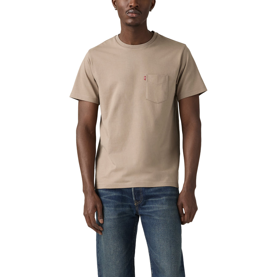 Camiseta Levis Mangas Cortas Lisa con Bolsillo para Caballeros