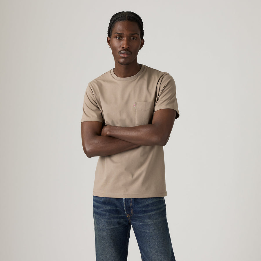Camiseta Levis Mangas Cortas Lisa con Bolsillo para Caballeros