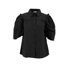 Blusa Posh Mangas Cortas Lisa Negro para Damas