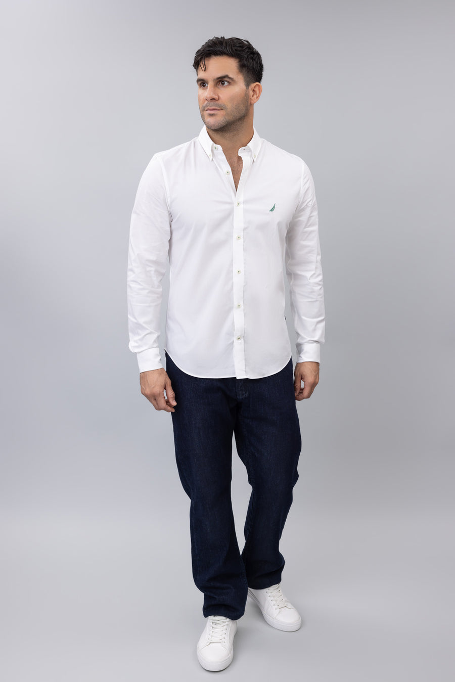 Camisa Nautica Mangas Largas Lisa para Caballeros