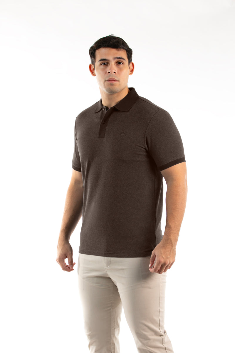 Poloshirt Oscar de La Renta Mangas Cortas Liso Chocolate para Caballeros