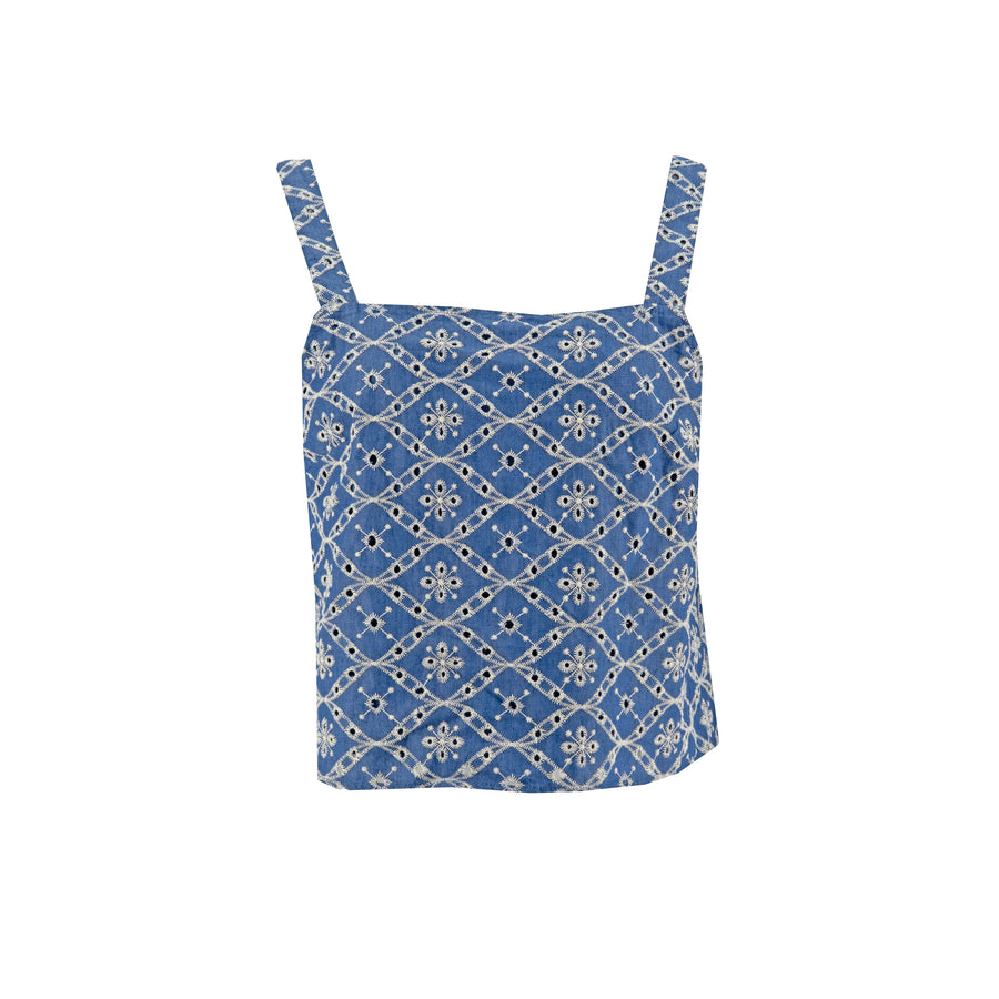 Blusa Hersy sin Mangas Estampado Eyelet para Damas