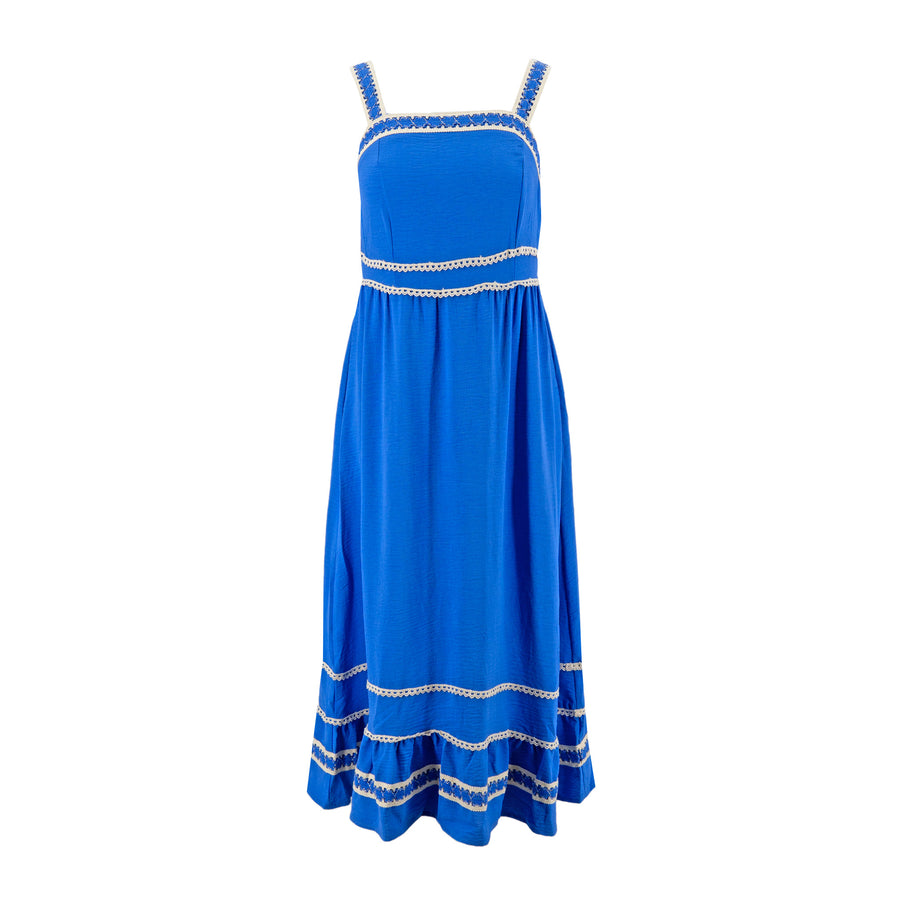 Vestido Nina Leonard Tiros Corrugado para Damas – BLUE