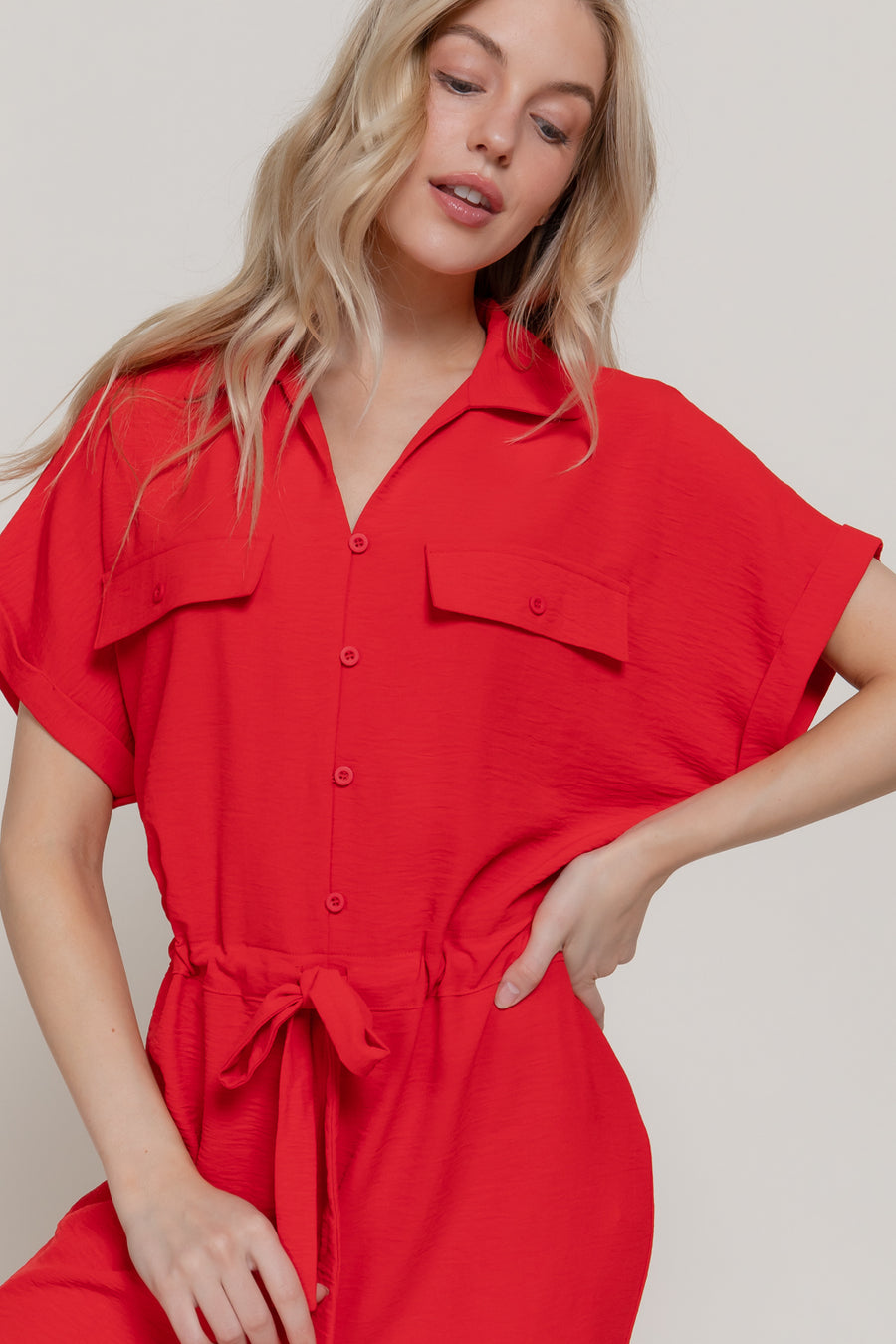 Enterizo Active Basic Mangas Cortas Liso con Lazo para Damas