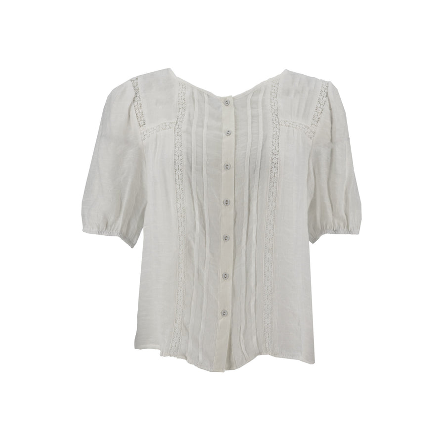 Blusa Zac & Rachel Mangas Cortas Lisa Encaje para Damas