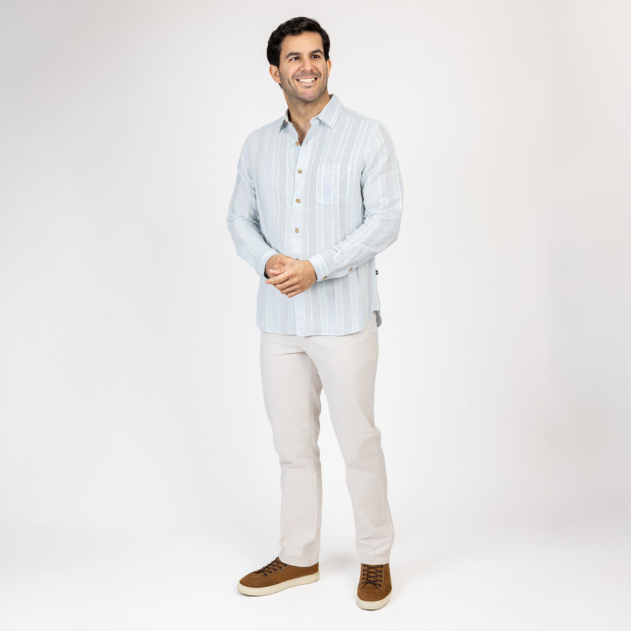 Camisa Nautica Mangas Largas Rayas para Caballeros