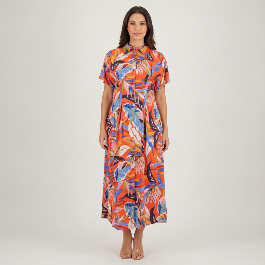 Vestido Nicole Miller Mangas Cortas Floral para Damas con modelo (AI)
