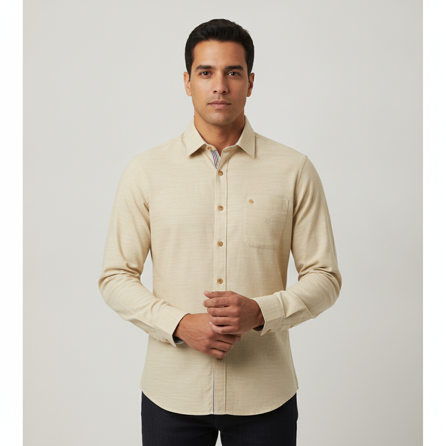 Camisa Beverly Hills Mangas Largas Lisa para Caballeros con modelo (AI)