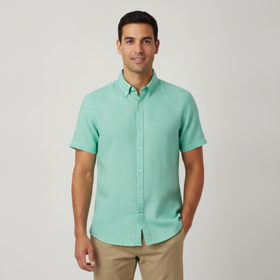 Camisa Members Only Mangas Cortas Lisa para Caballeros con modelo (AI)
