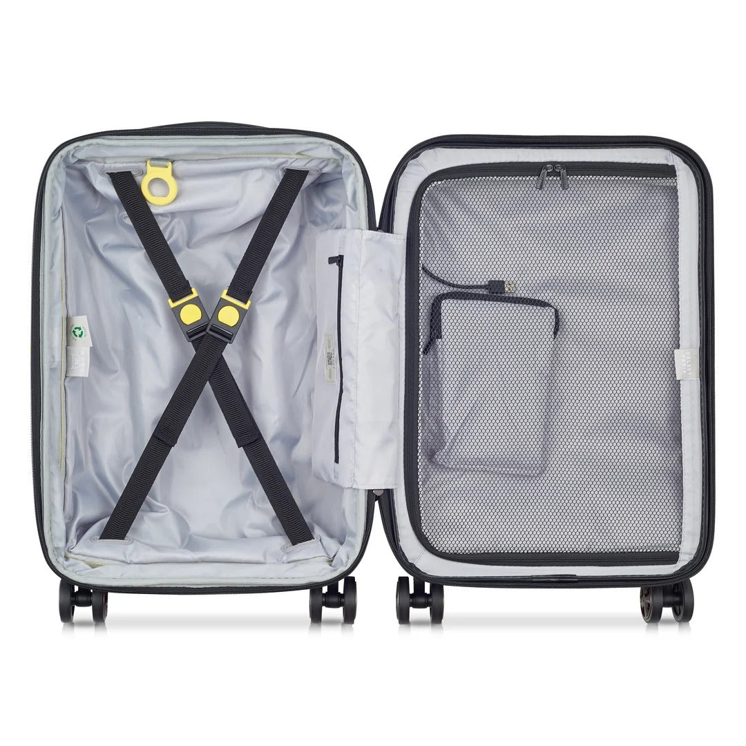 Maleta Delsey Shadow 5.0 55cm Pequeña Azul Marino - vista interior abierta