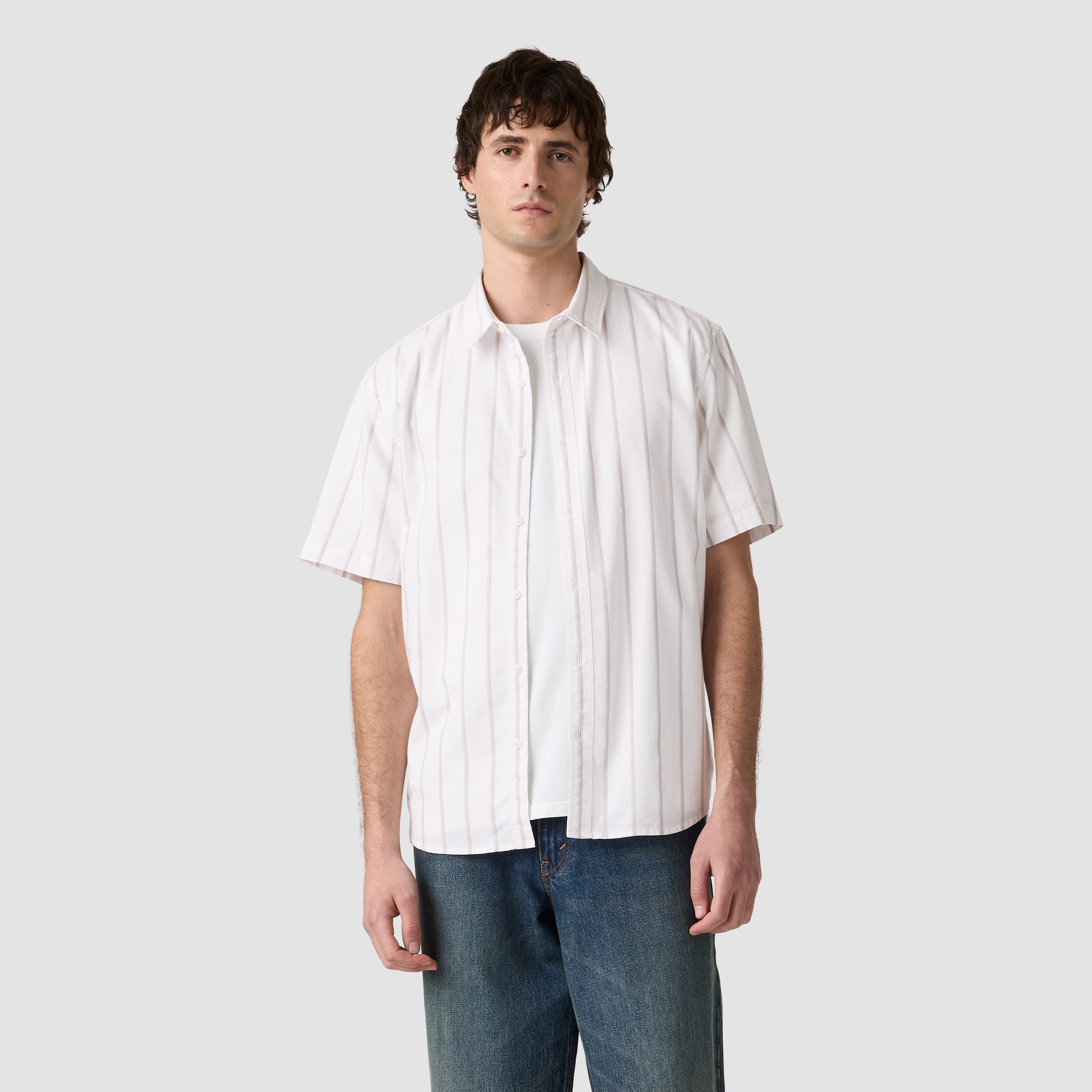 Camisa Levis Mangas Cortas Rayas para Caballeros – WHITE