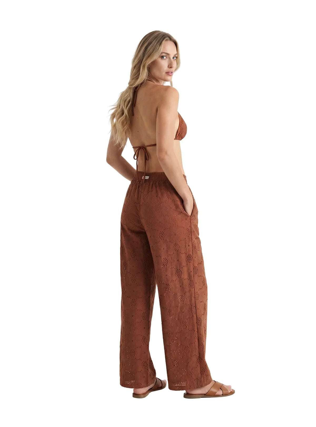 Pantalones Garotas Encaje Eyelet para Damas