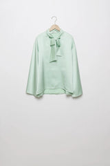 Blusa Armonias Mangas Largas Lisa Corte Recto Verde Claro para Damas