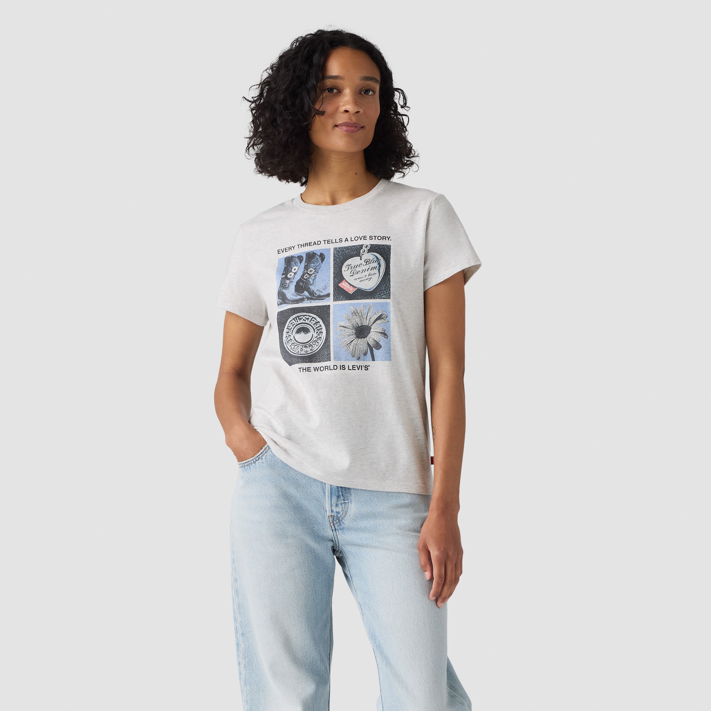 Camiseta Levis Mangas Cortas Estampado para Damas – GREY