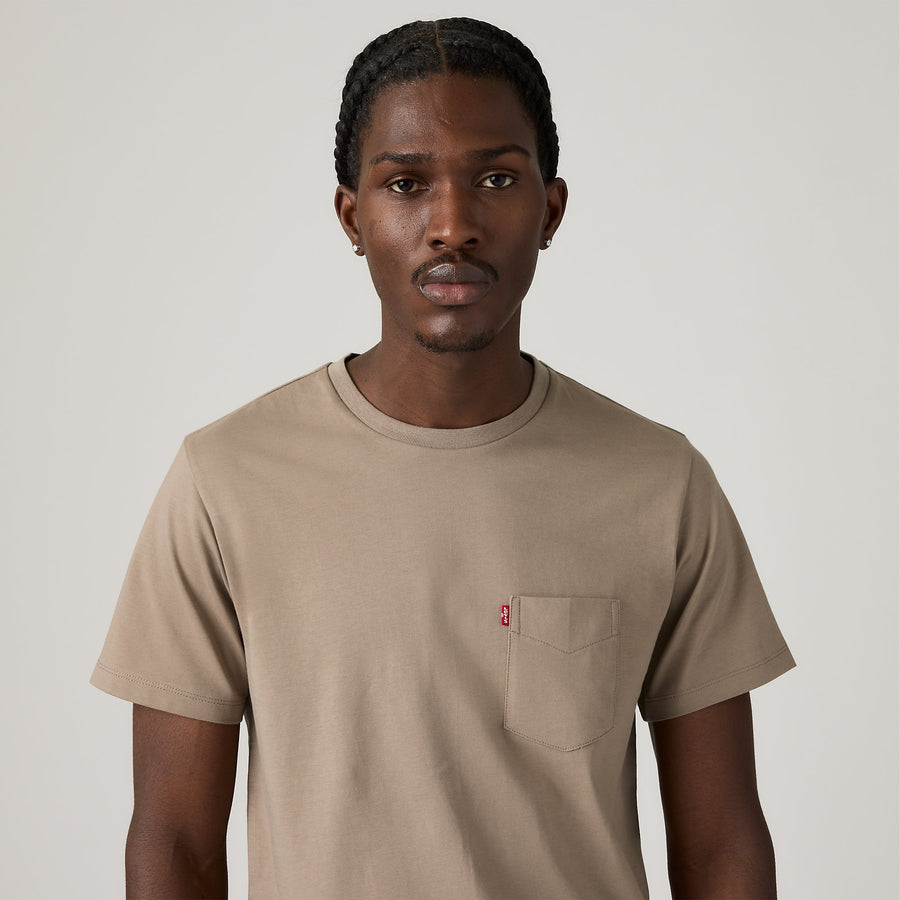 Camiseta Levis Mangas Cortas Lisa con Bolsillo para Caballeros