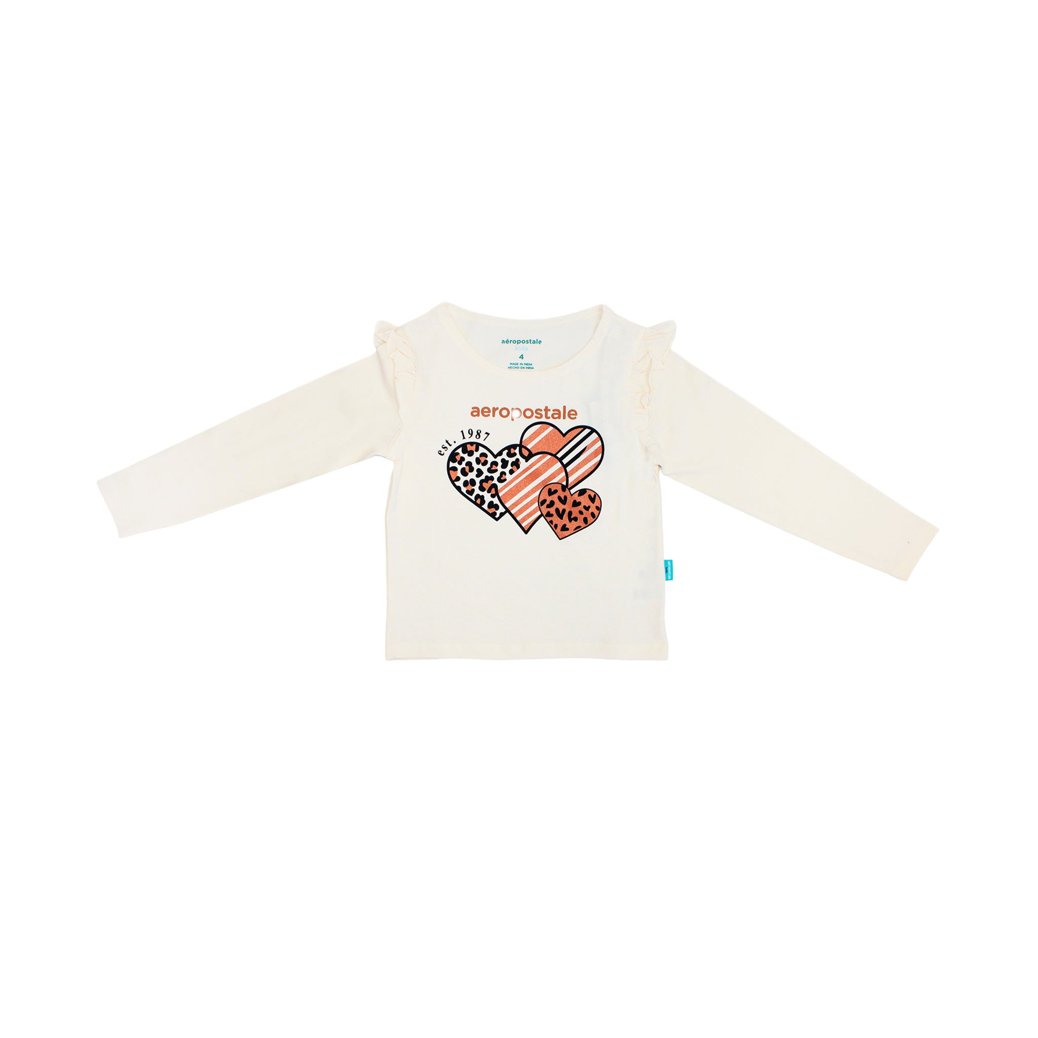 Camiseta Aeropostale Mangas Largas Corazones para Niñas