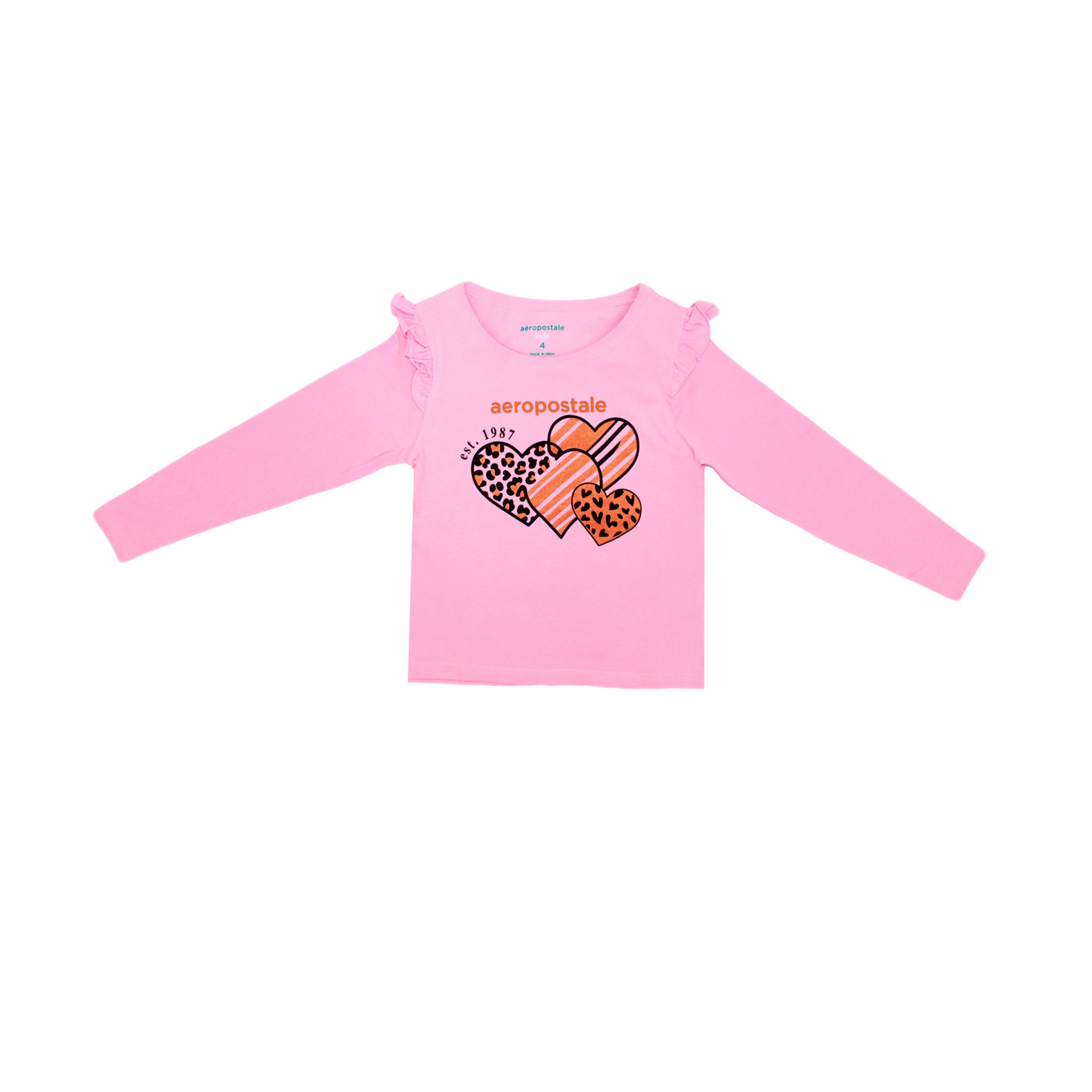 Camiseta Aeropostale Mangas Largas Corazones para Niñas