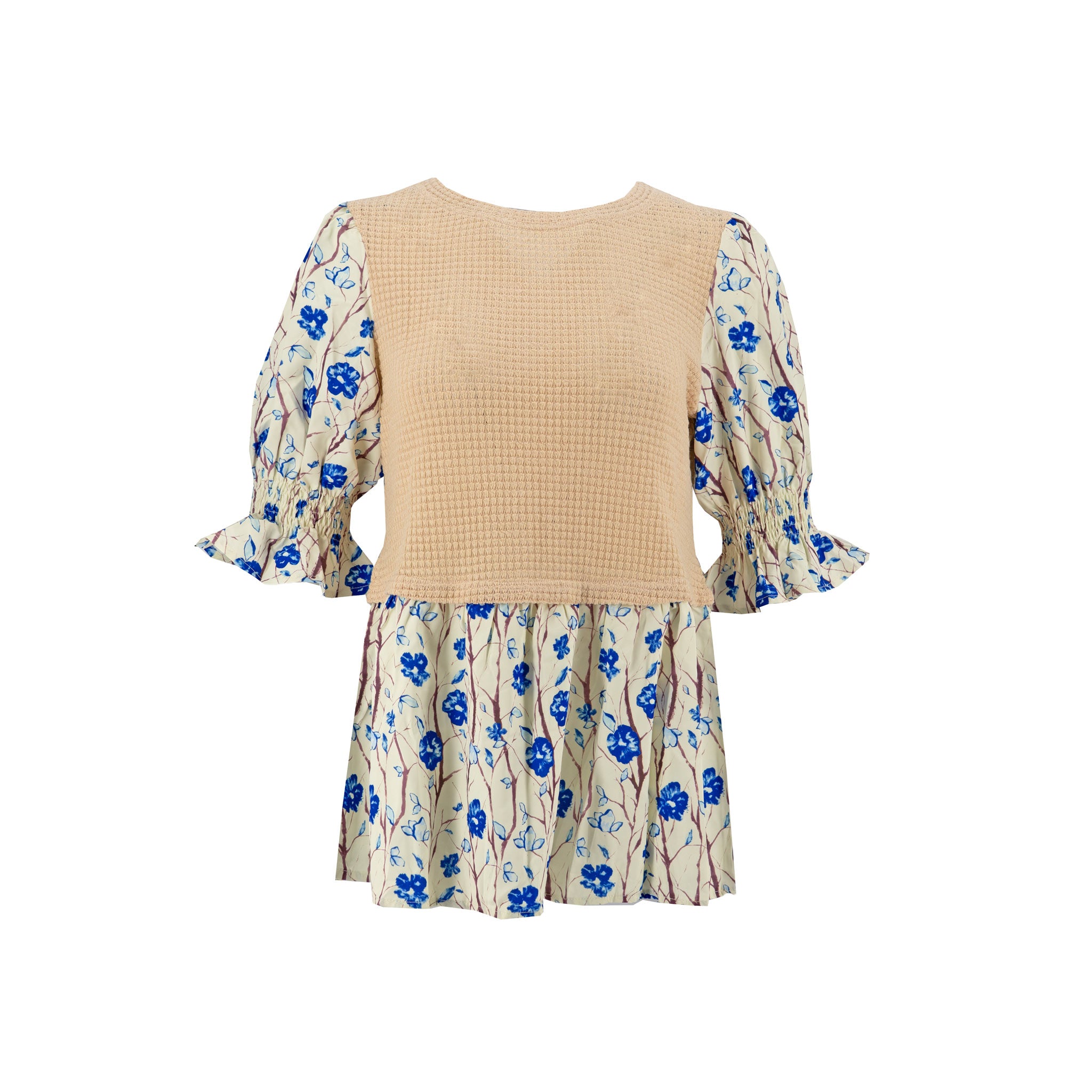 Blusa Posh Mangas Cortas Estampado Peplum para Damas