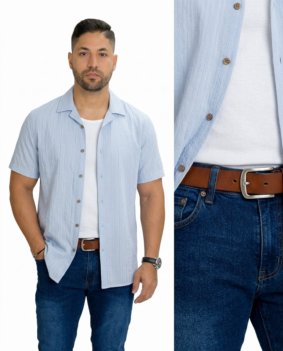 Camisa 1492 de Mangas Cortas Estampada para Caballeros