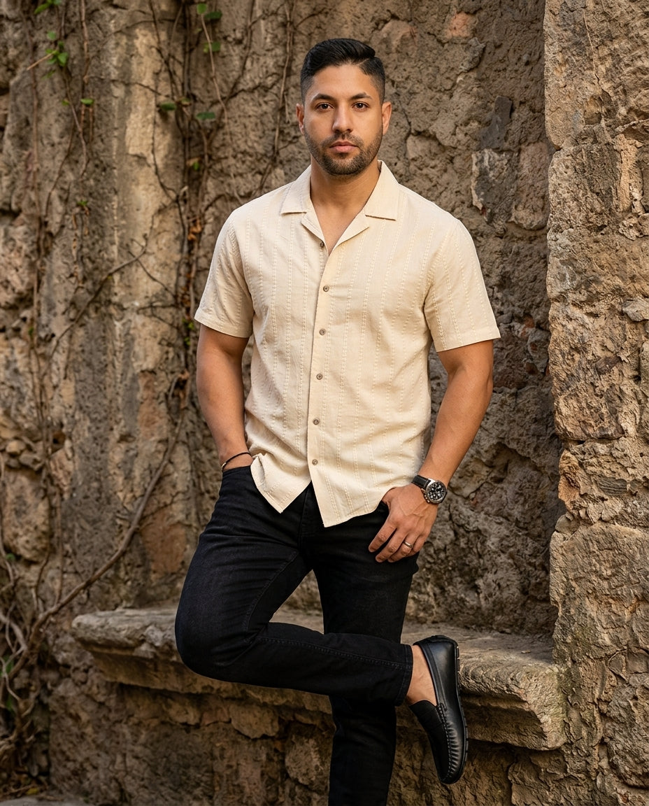 Camisa 1492 de Mangas Cortas Estampada para Caballeros