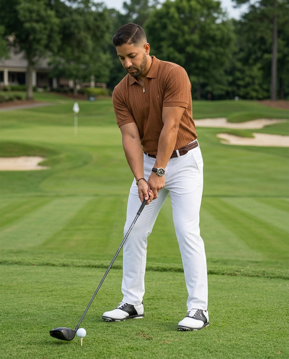 Poloshirt 1492 Mangas Cortas Liso con Ziper para Caballeros