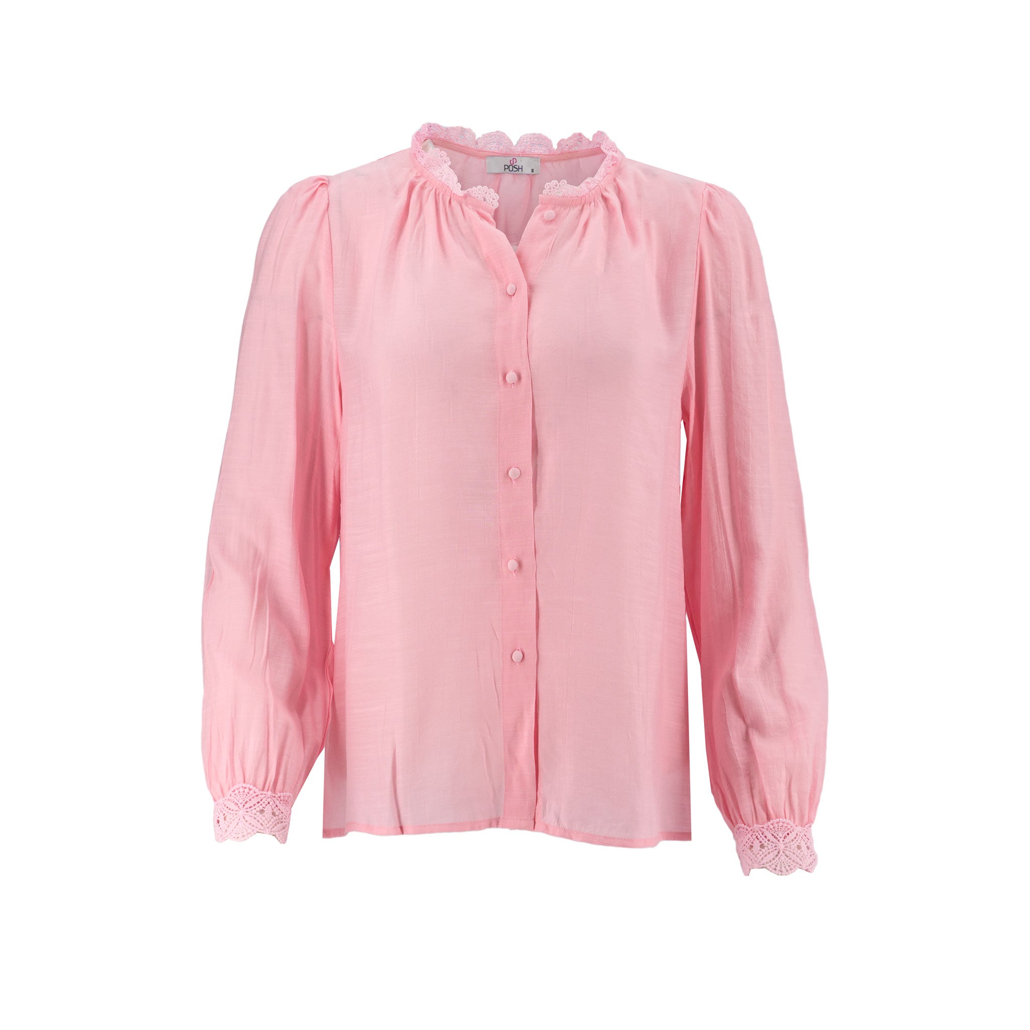 Blusa Posh Mangas Largas Lisa Encaje para Damas