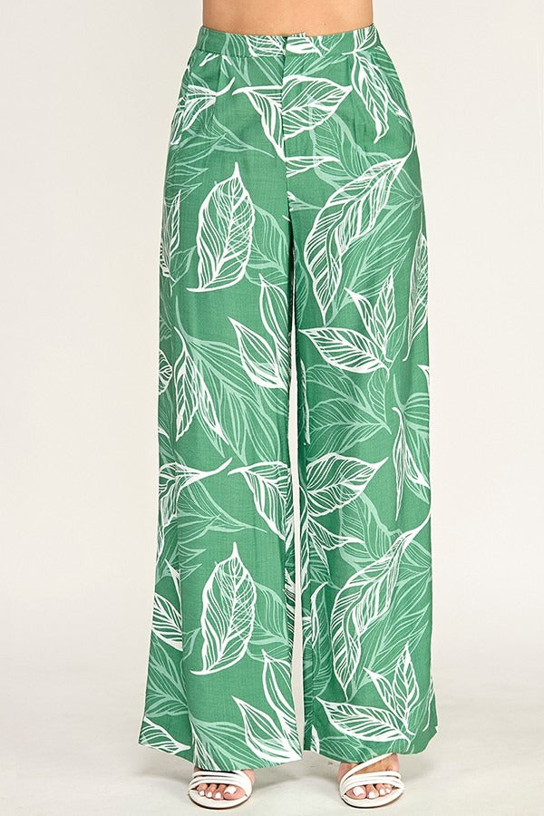 Pantalones Milk & Honey Pierna Ancha con Estampado de Hojas para Damas – vista 2