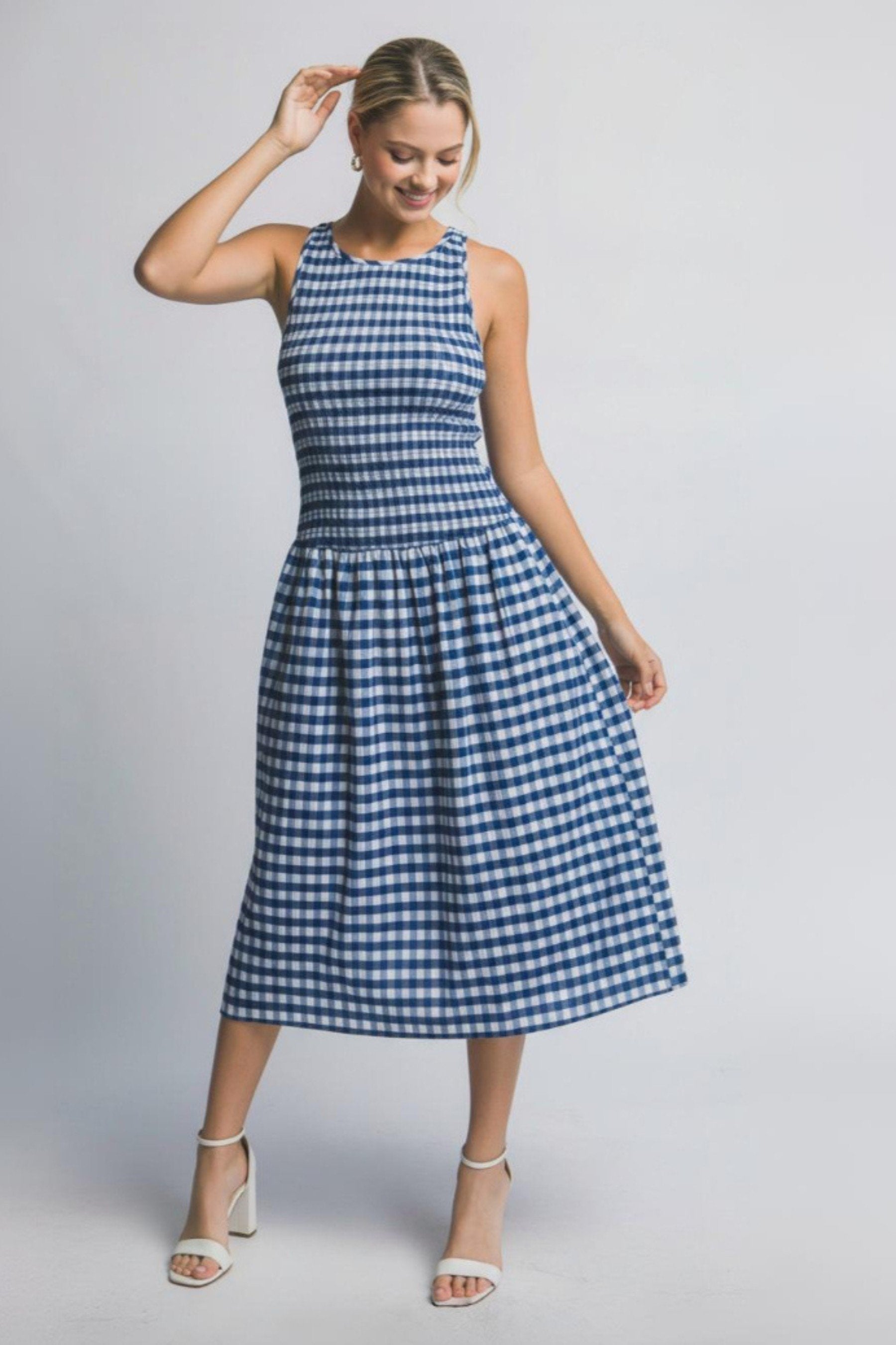 Vestido Love Tree sin Mangas Cuadros Ruches para Damas