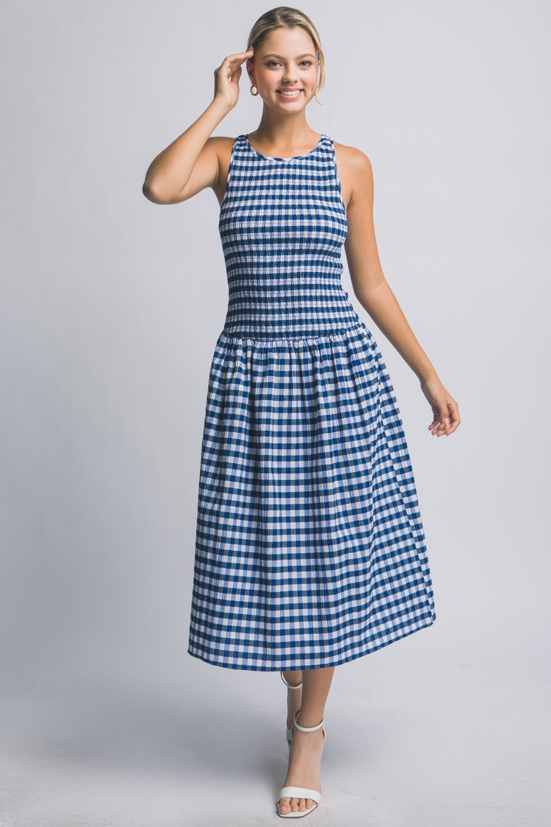 Vestido Love Tree sin Mangas Cuadros Ruches para Damas