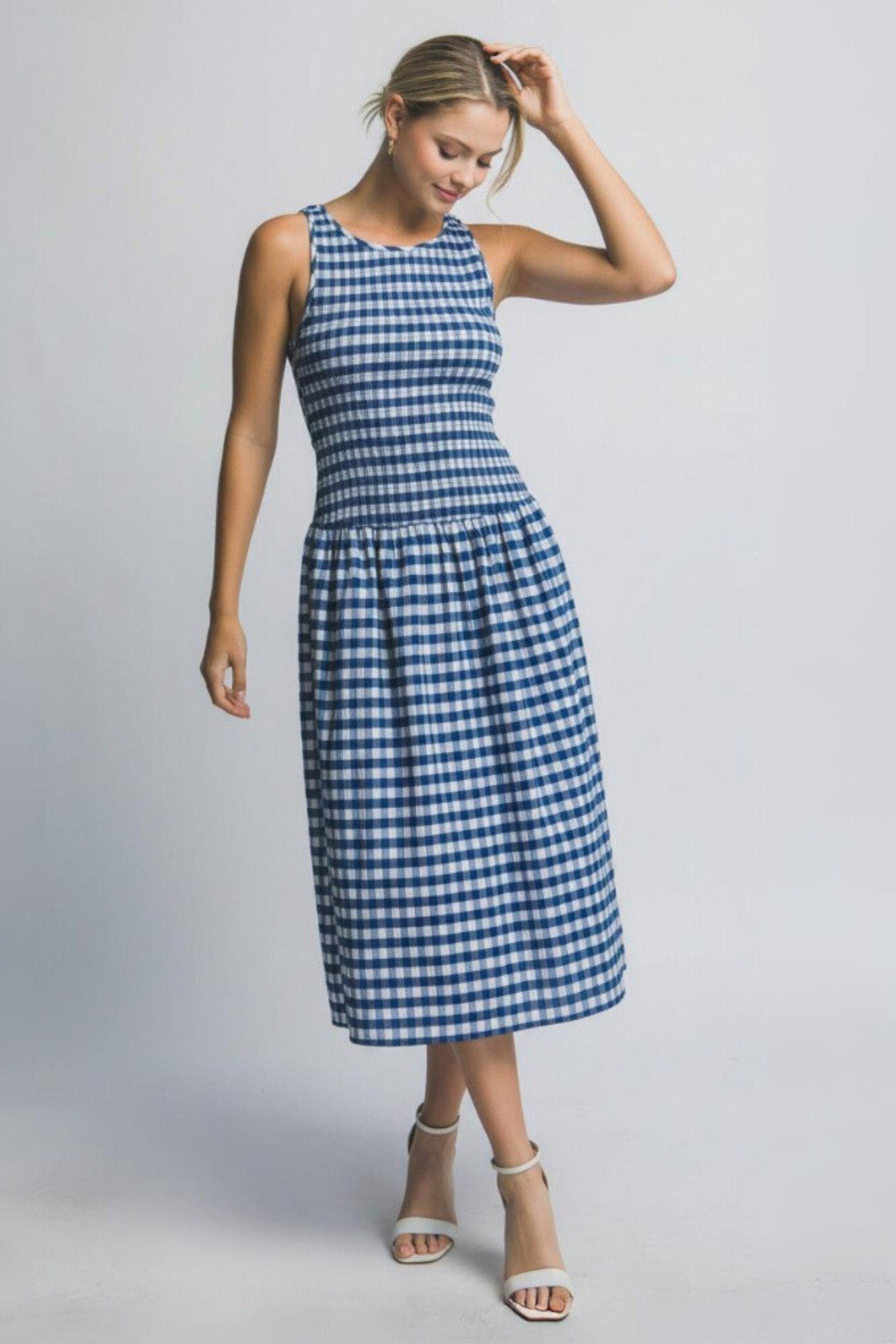 Vestido Love Tree sin Mangas Cuadros Ruches para Damas