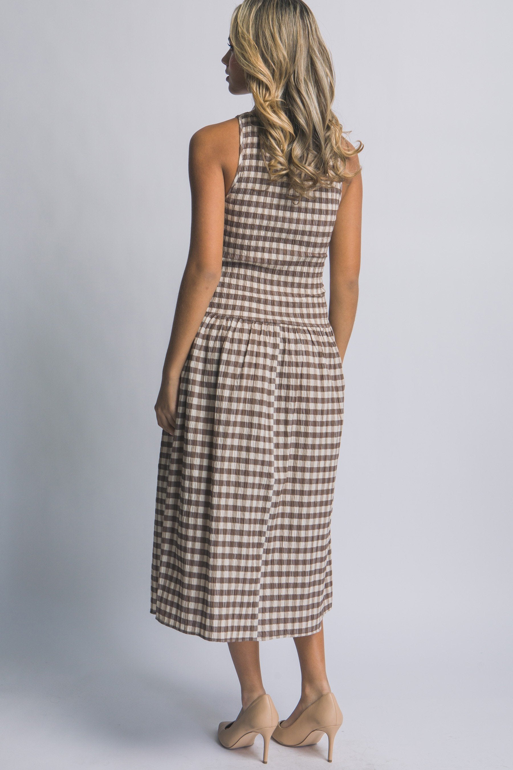 Vestido Love Tree sin Mangas Cuadros Ruches para Damas