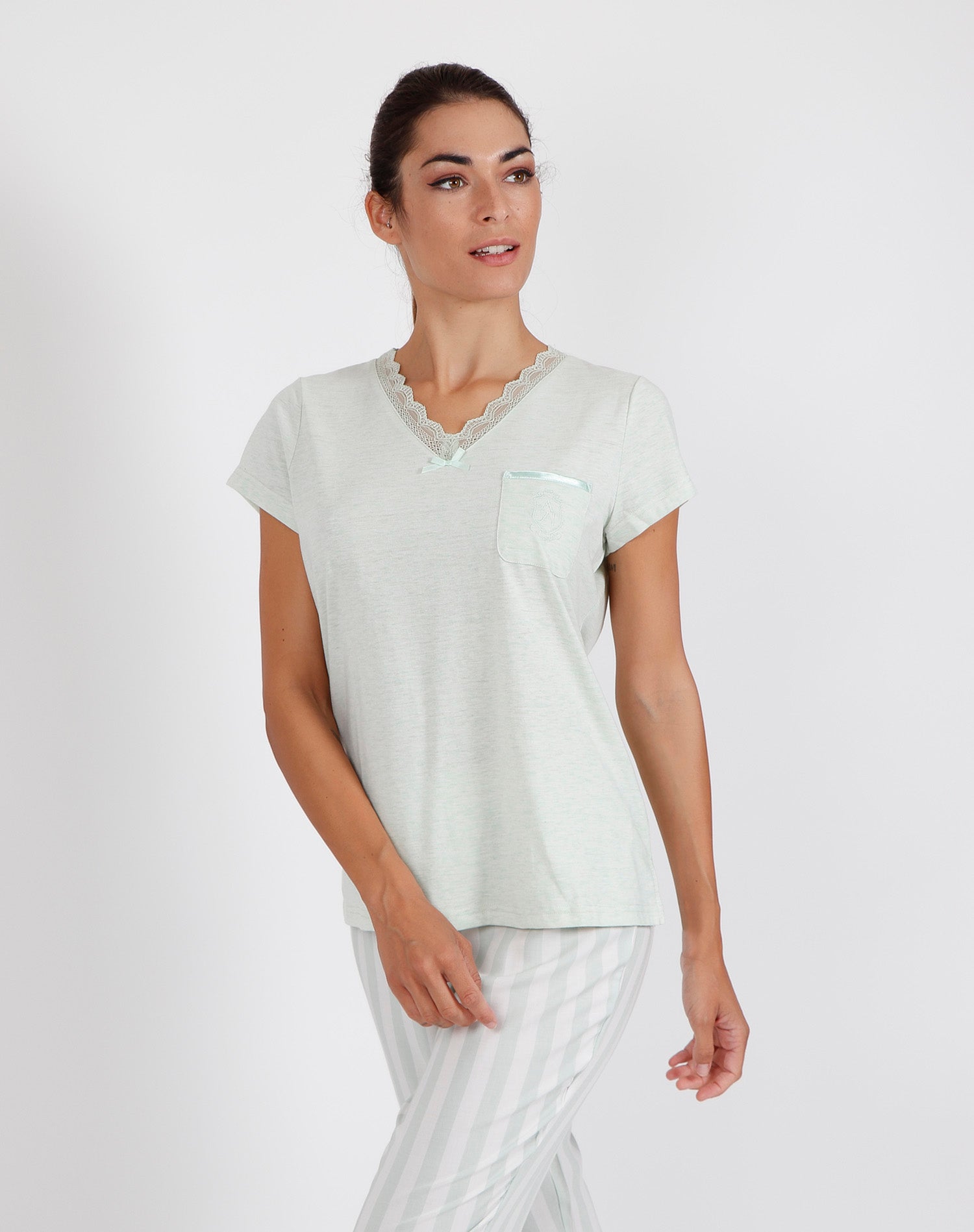 Conjunto Admas Mangas Cortas Classic Stripes Rayas P/ Damas by Admas