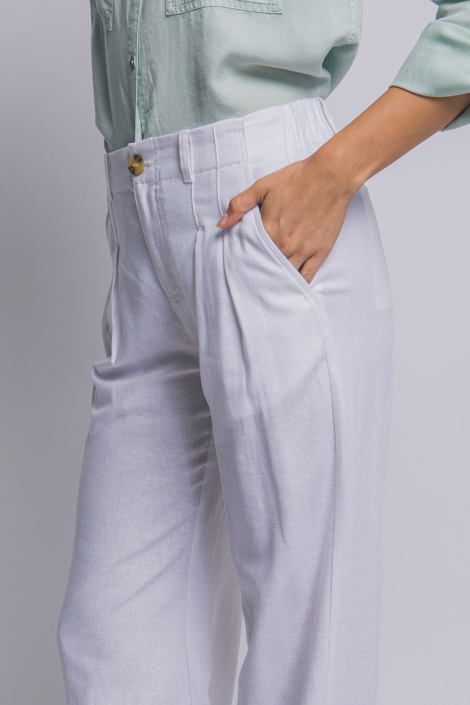 Pantalones Love Tree Liso Pinza Elastatico para Damas