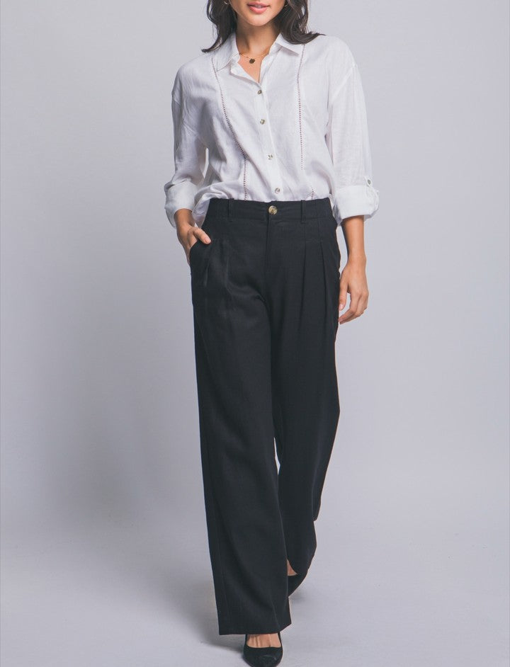 Pantalones Love Tree Liso Pinza Elastatico para Damas