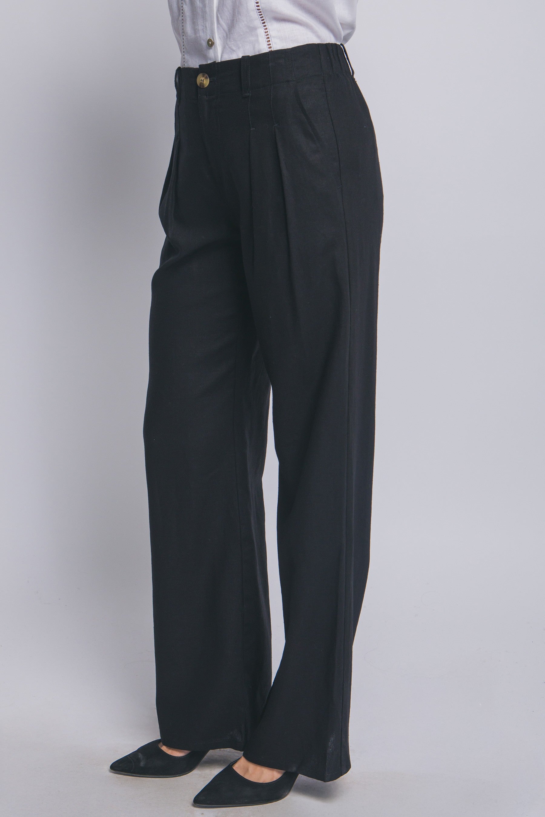 Pantalones Love Tree Liso Pinza Elastatico para Damas