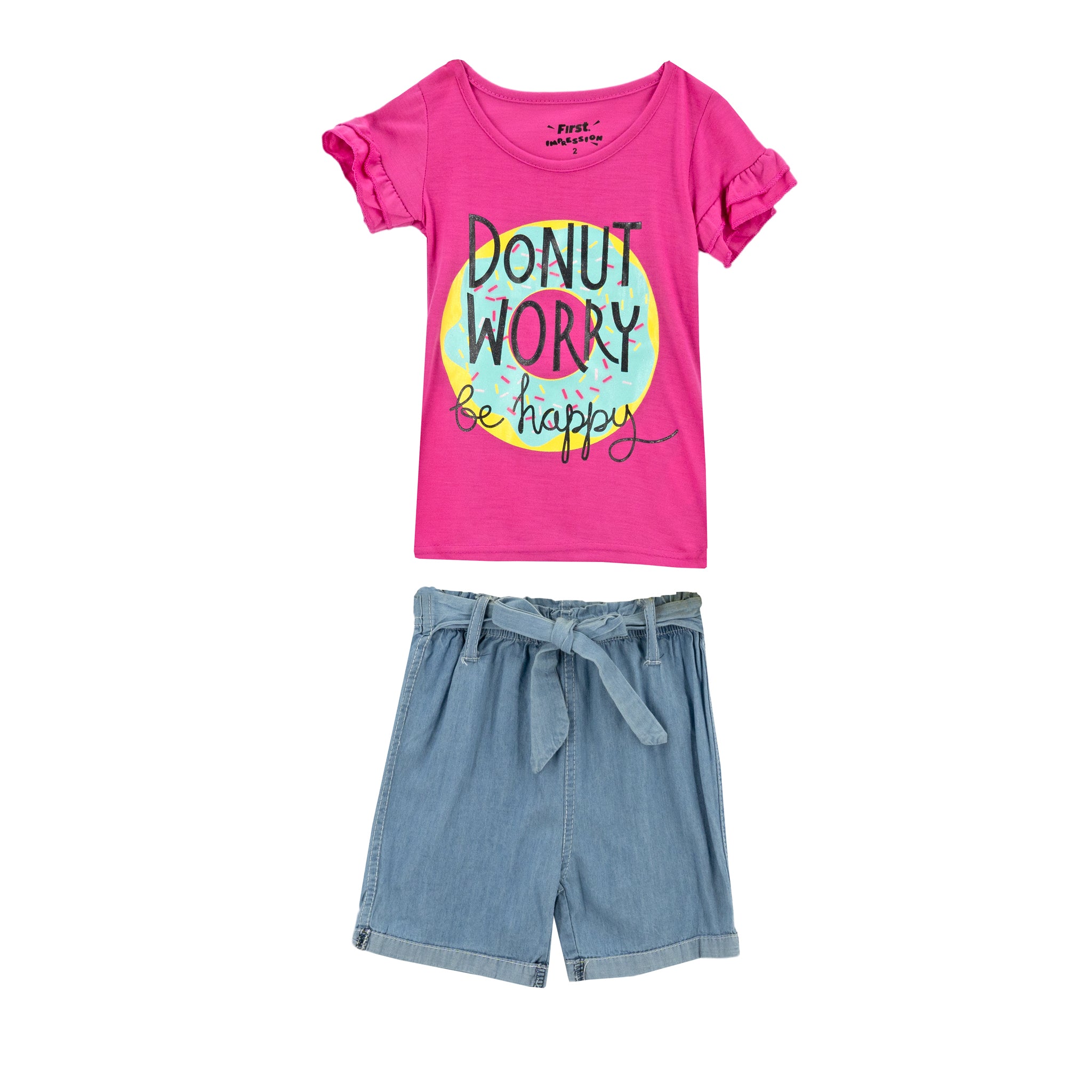 Conjunto First Impression Mangas Cortas Estampado 2 Piezas P/ Niñas by First Impression