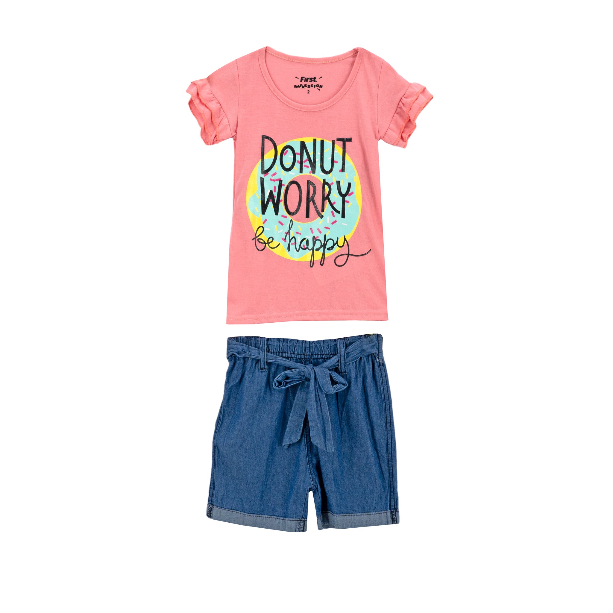 Conjunto First Impression Mangas Cortas Estampado 2 Piezas P/ Niñas by First Impression