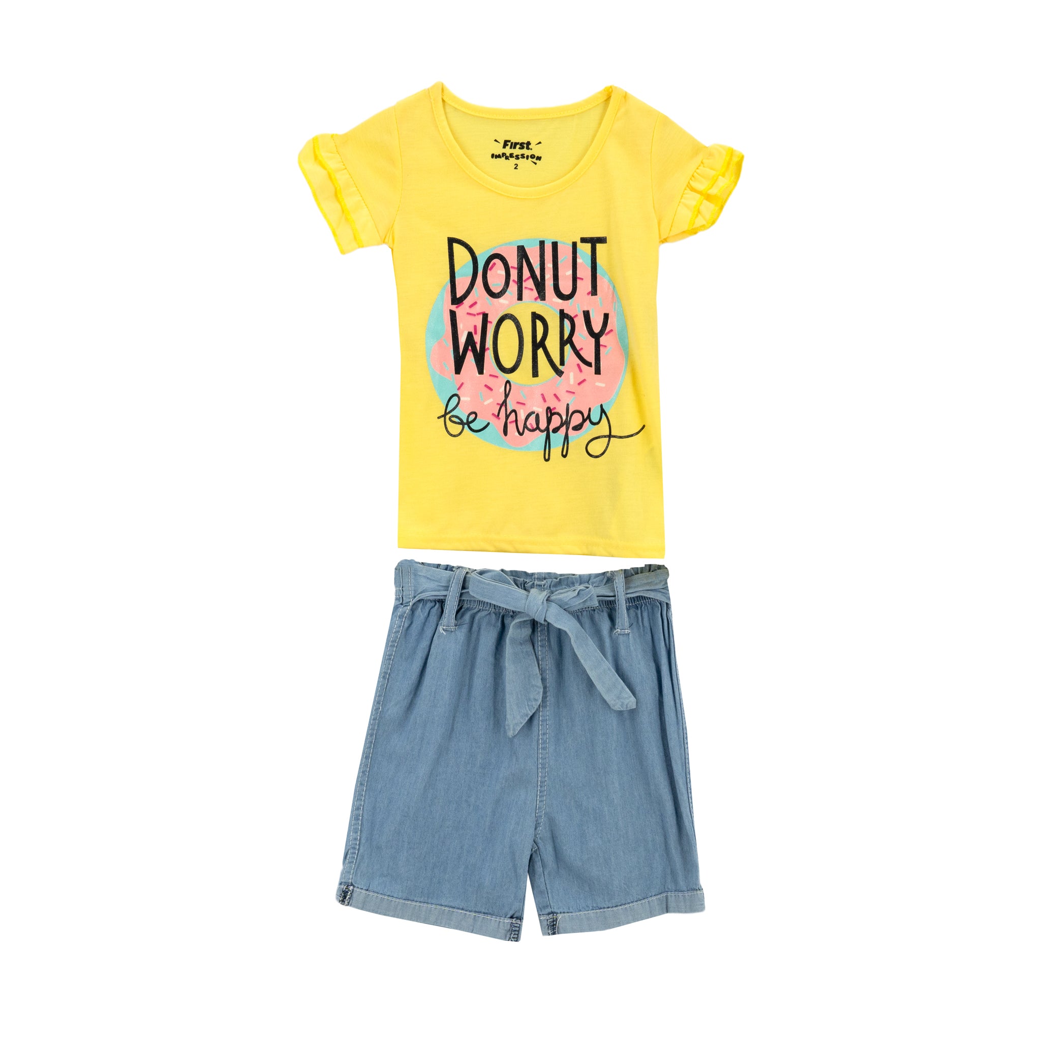 Conjunto First Impression Mangas Cortas Estampado 2 Piezas P/ Niñas by First Impression