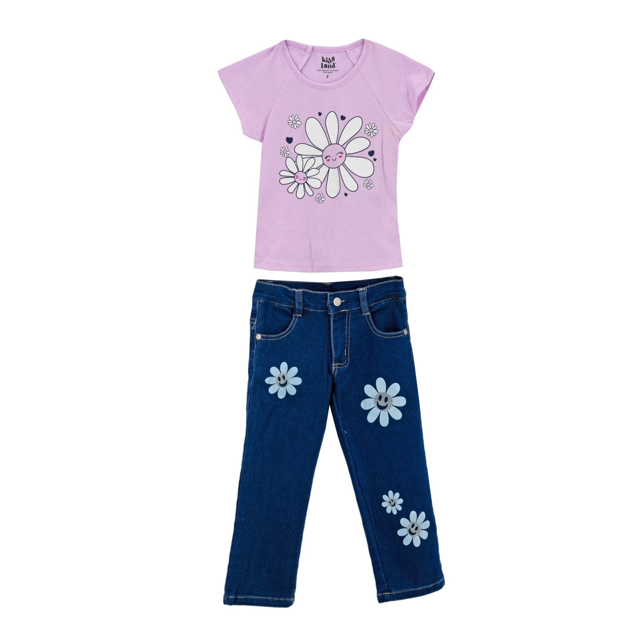 Conjunto Kids Land Mangas Cortas Happy Face 2 Piezas P/ Niñas by Kids Land