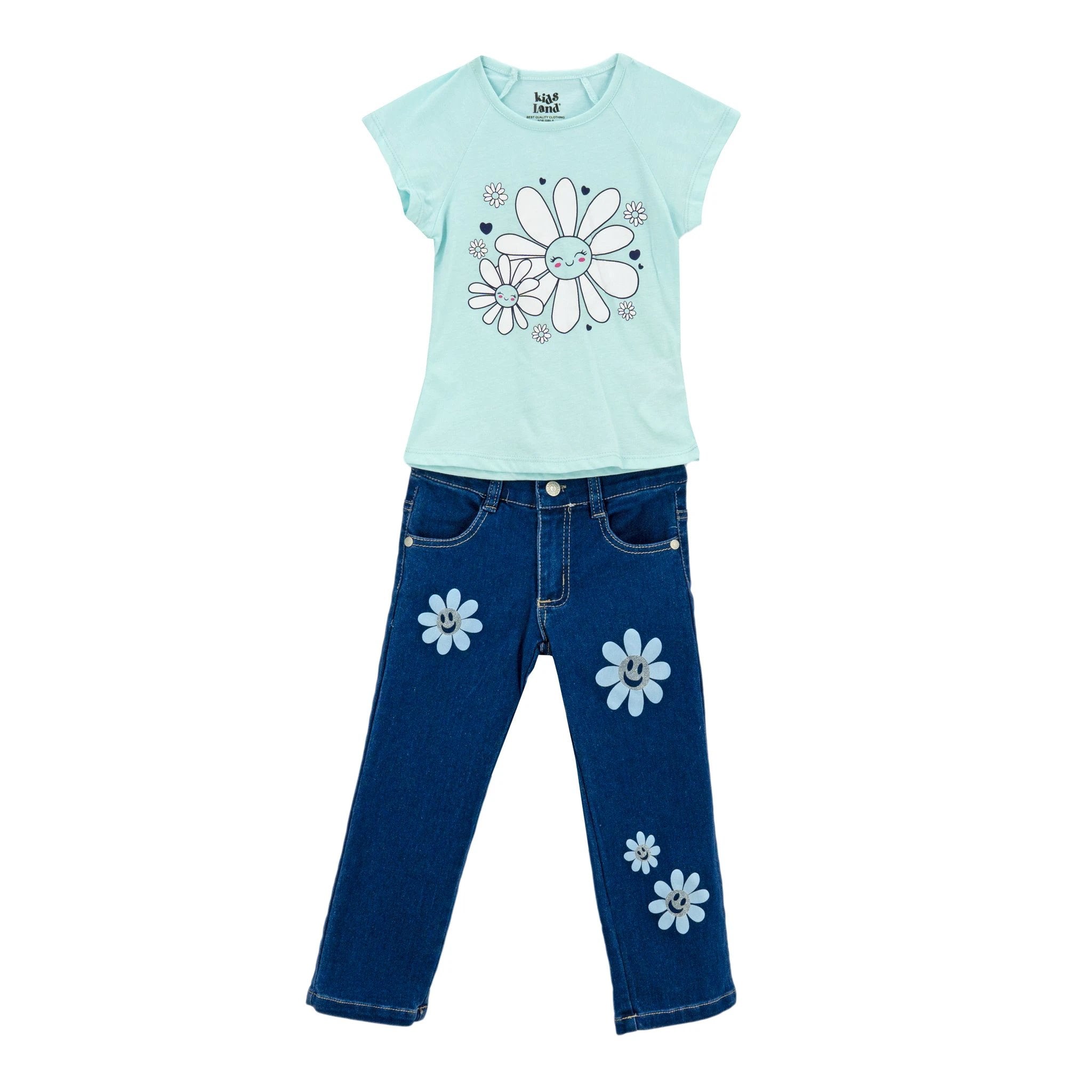 Conjunto Kids Land Mangas Cortas Happy Face 2 Piezas P/ Niñas by Kids Land
