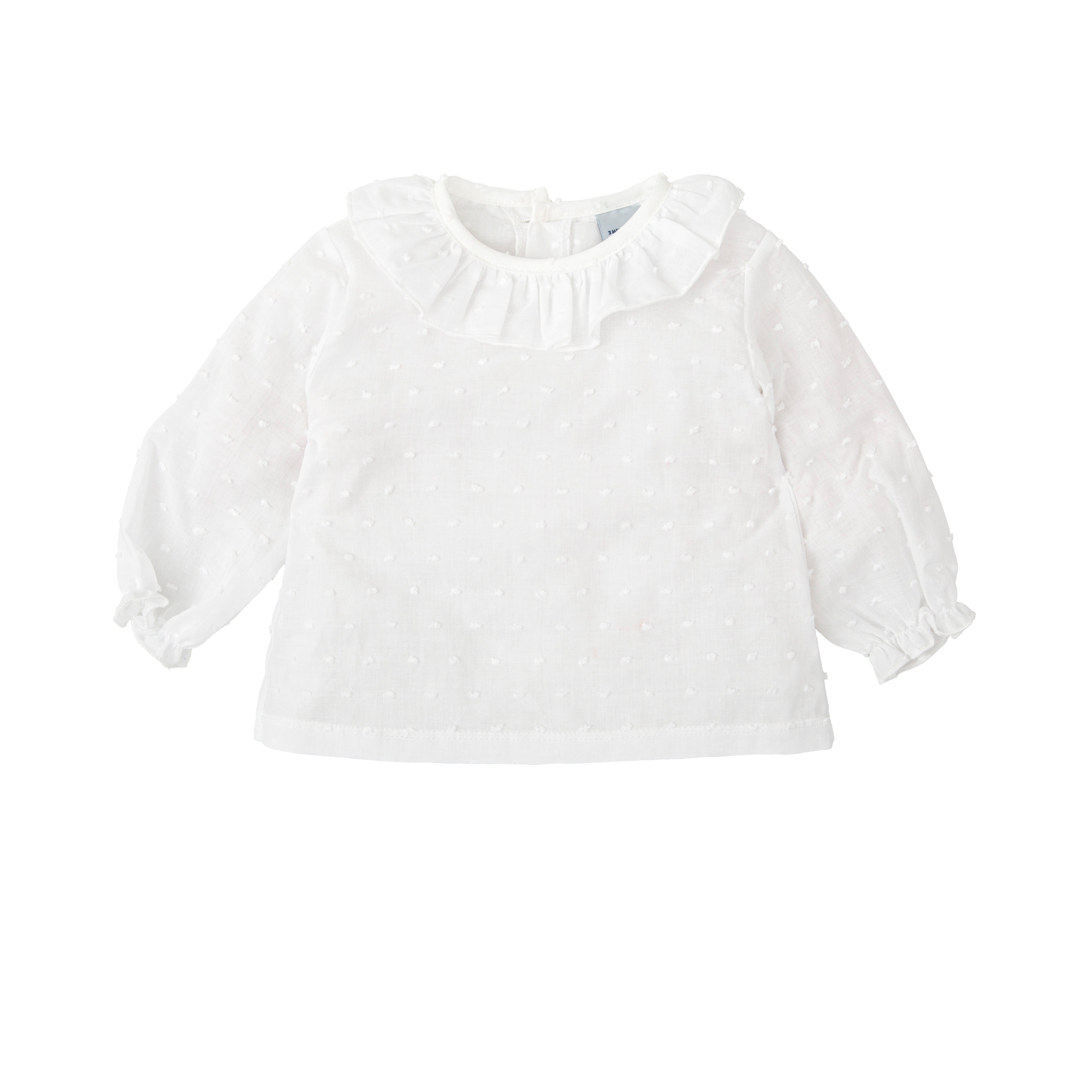 Camisa Badidu Mangas Largas Lisa Swiss Dot Para Niños by Babidu