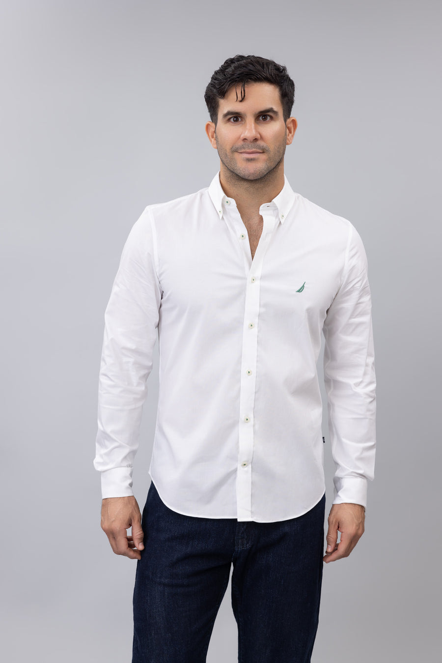 Camisa Nautica Mangas Largas Lisa para Caballeros