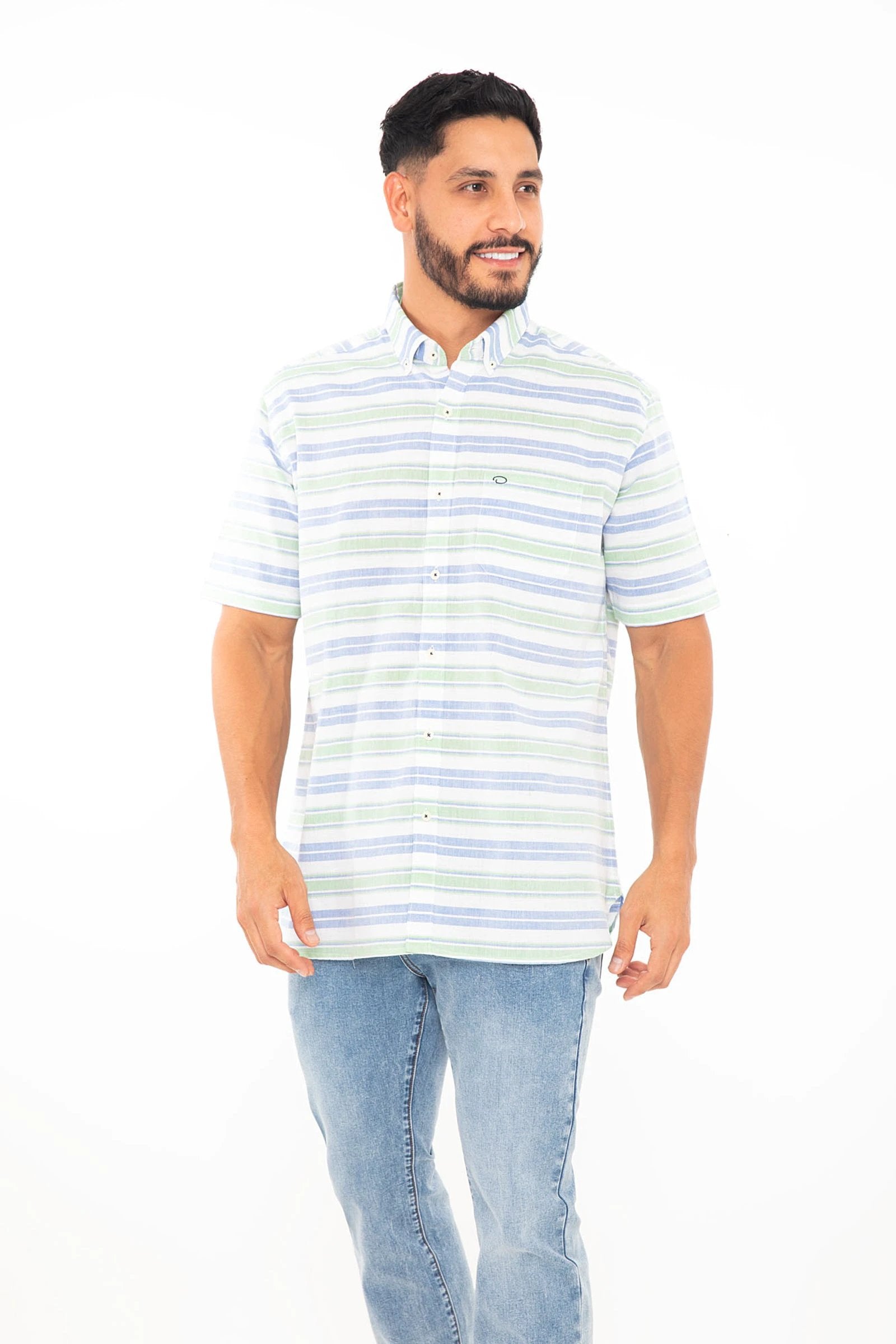 Camisa Oscar De La Renta Mangas Cortas Rayas P/ Caballeros by Oscar De La Renta