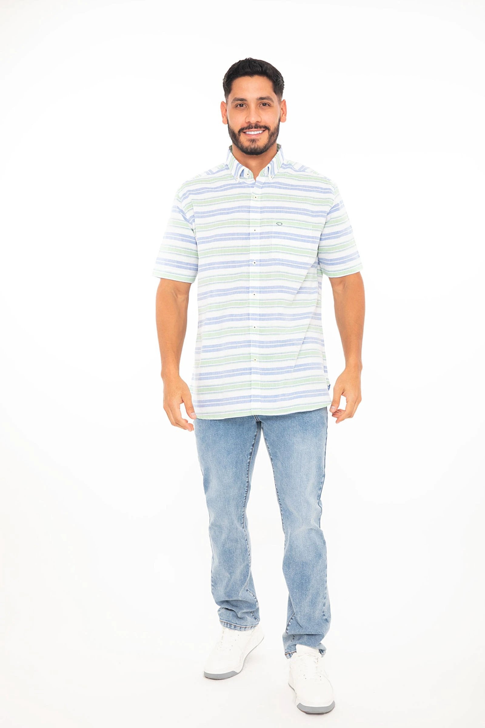 Camisa Oscar De La Renta Mangas Cortas Rayas P/ Caballeros by Oscar De La Renta
