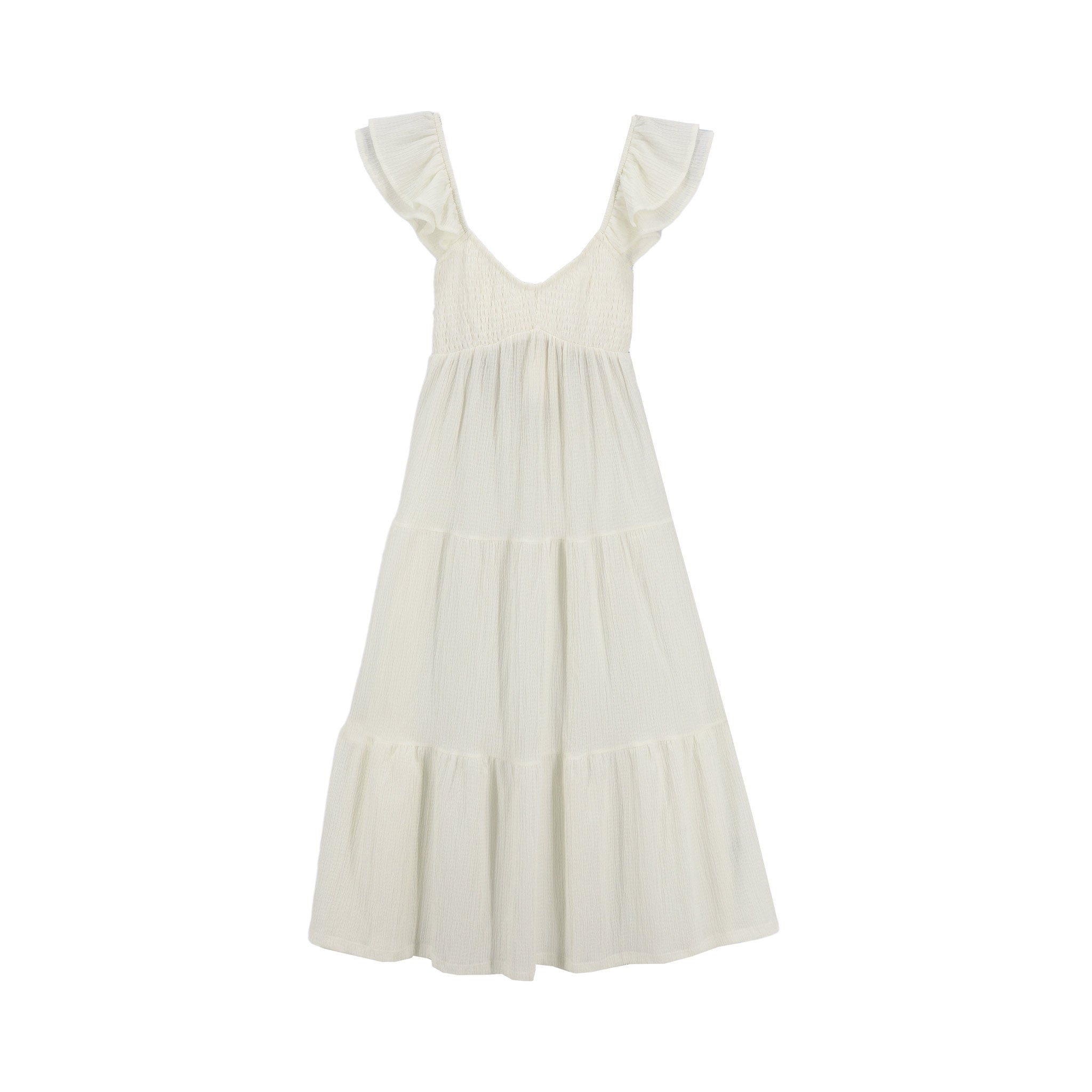 Vestido Madden Girl Mangas Cortas Liso para Damas – WHITE