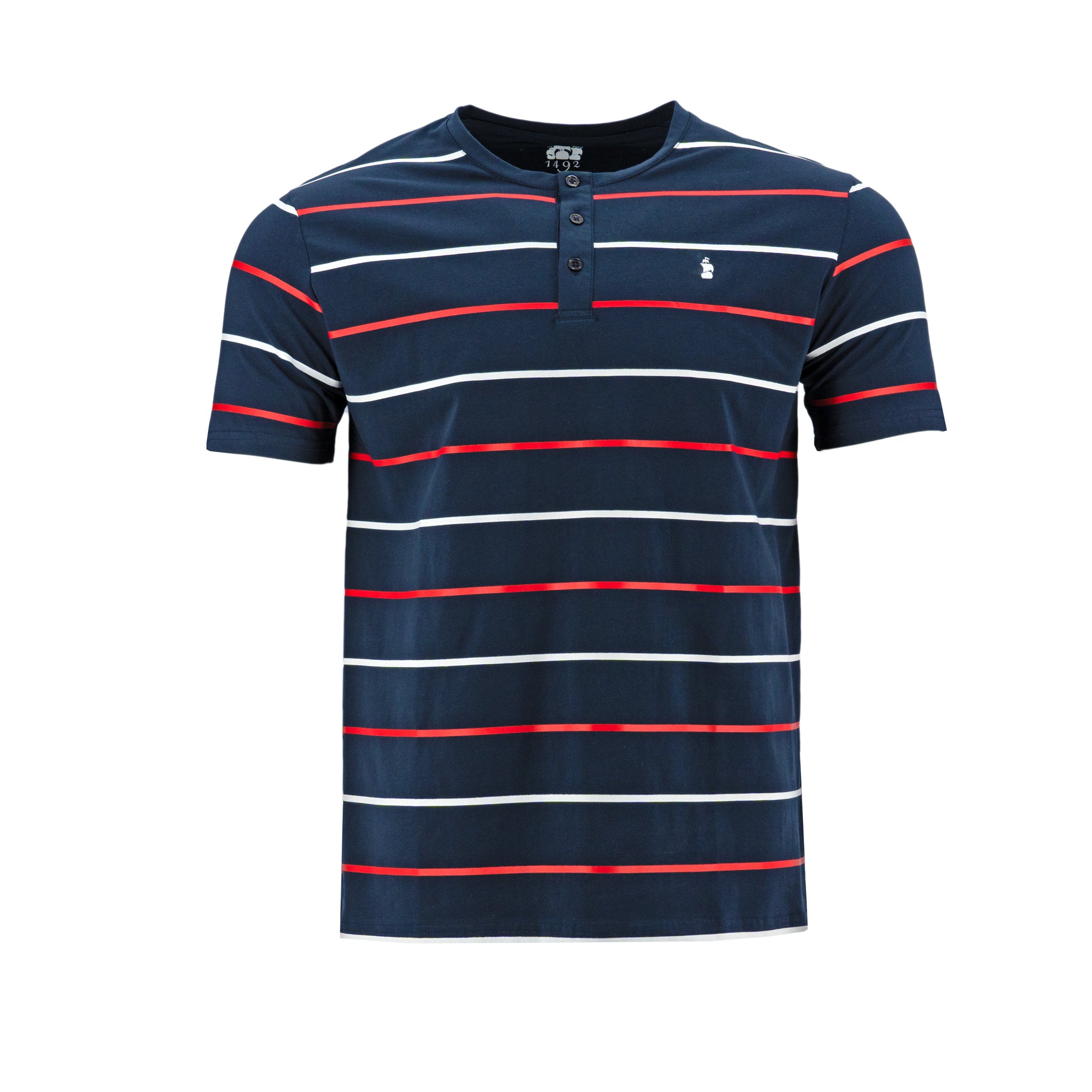 Camiseta 1492 Mangas Cortas Cuello Henley Rayas Para Niños by 1492