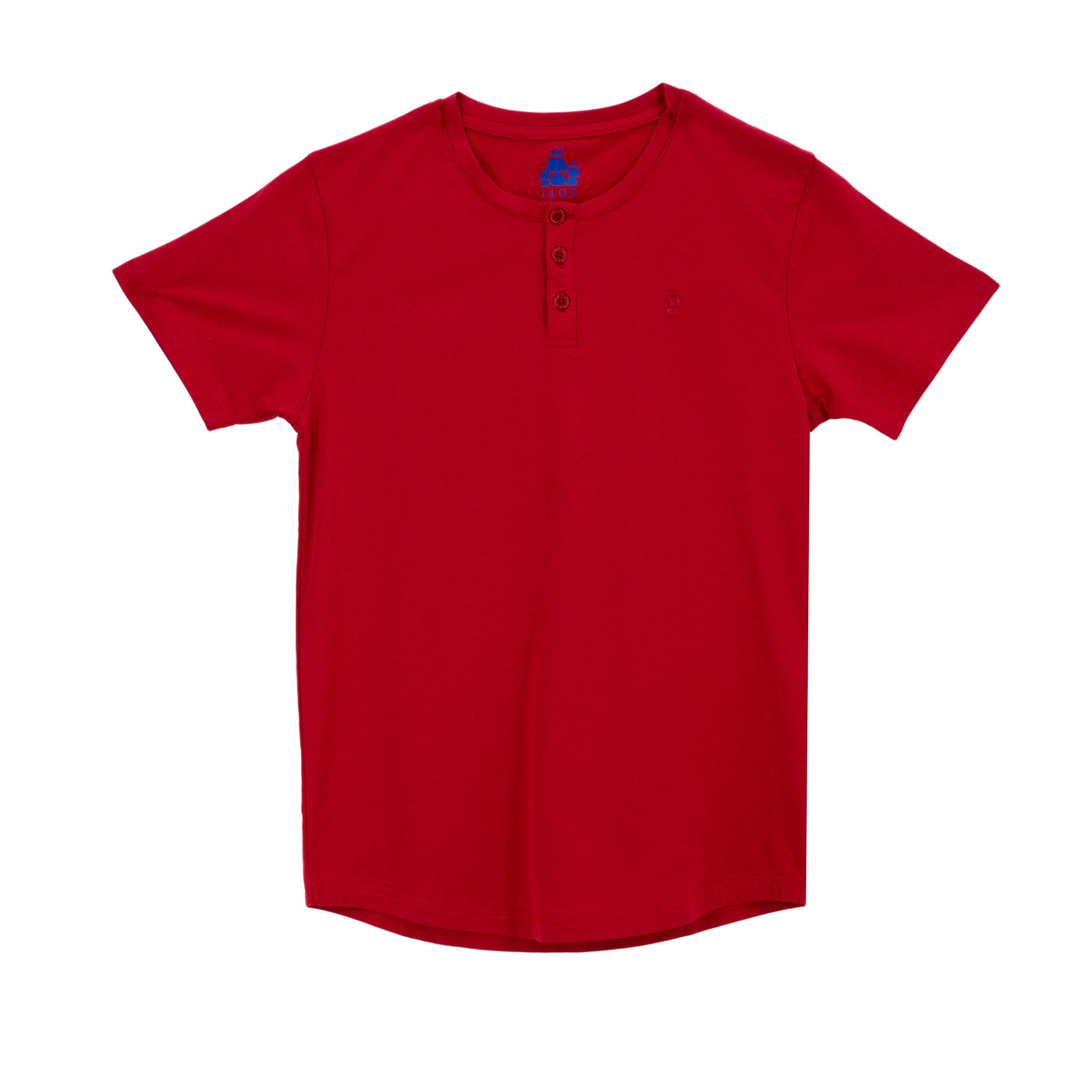 Camiseta 1492 Mangas Cortas Cuello Henley Lisa Para Niños by 1492