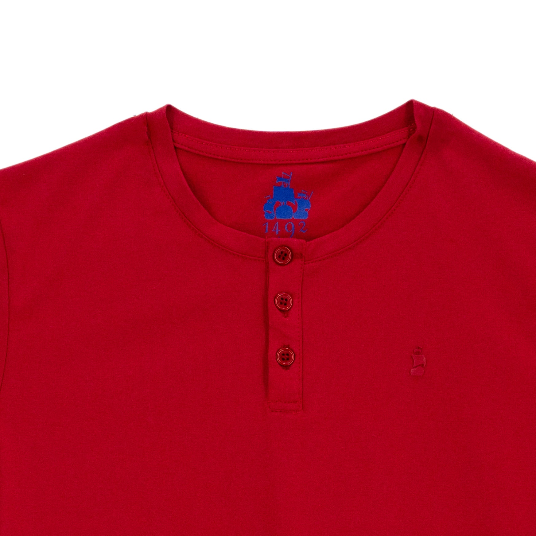 Camiseta 1492 Mangas Cortas Cuello Henley Lisa Para Niños by 1492