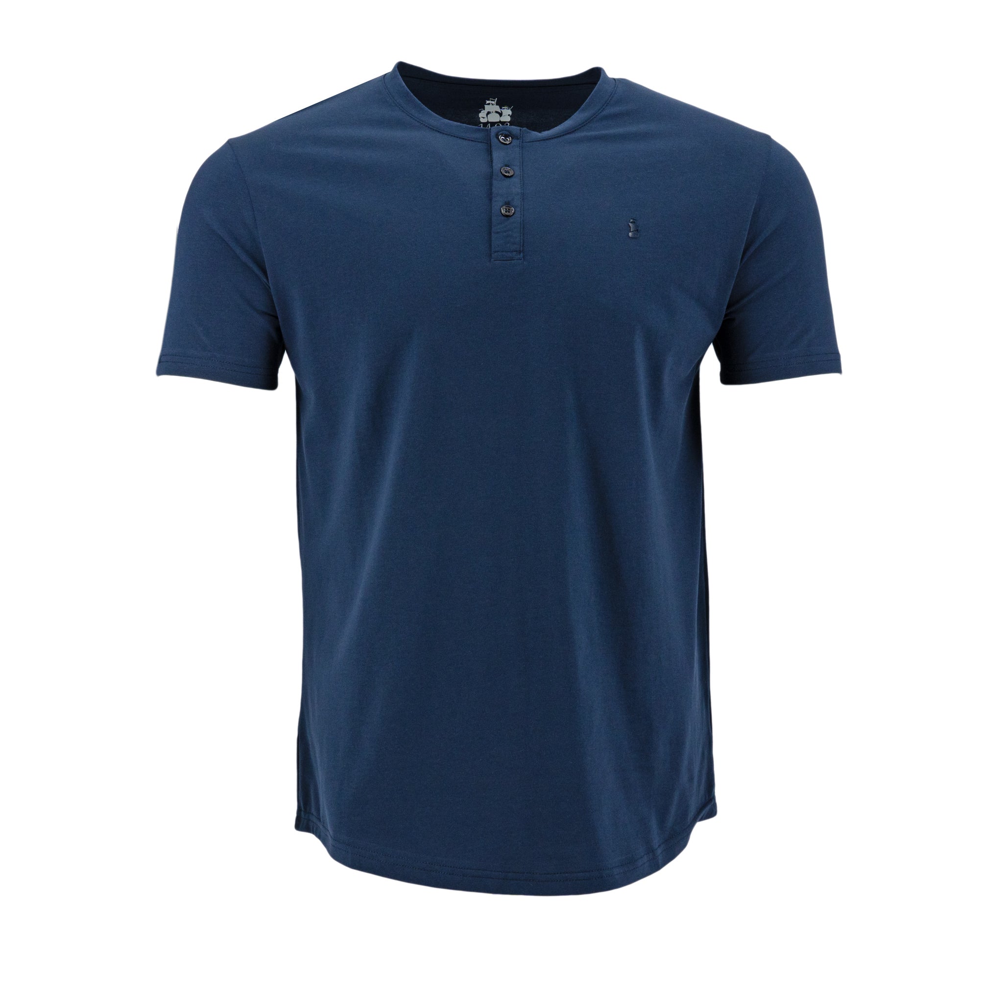 Camiseta 1492 Mangas Cortas Cuello Henley Lisa Para Caballeros