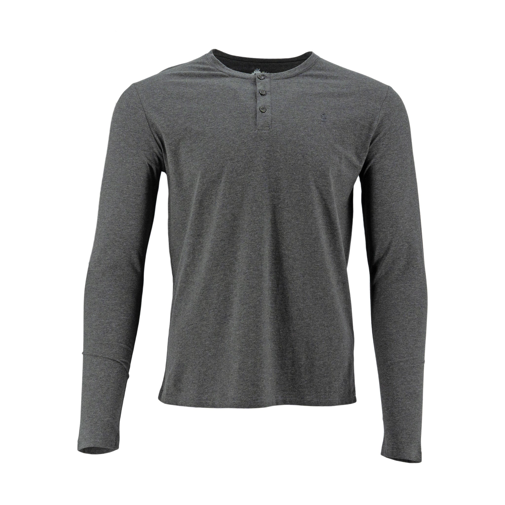 Camiseta 1492 Mangas Largas Cuello Henley Lisa Para Caballeros